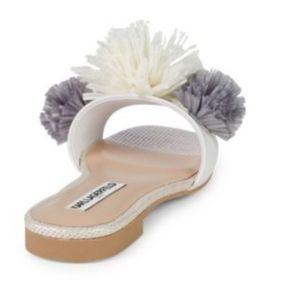 KARL LAGERFELD Leather & Tweed Pom Slides